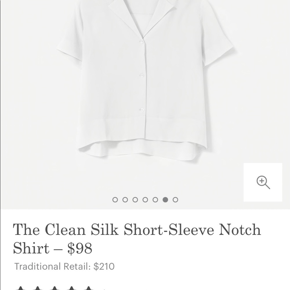 Everlane clean short sleeve silk notch shirt